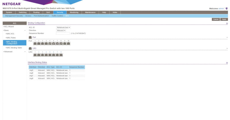 企業ではこのような管理画面で、MACアドレスを元にネットワークのアクセス制限をしている場合がある