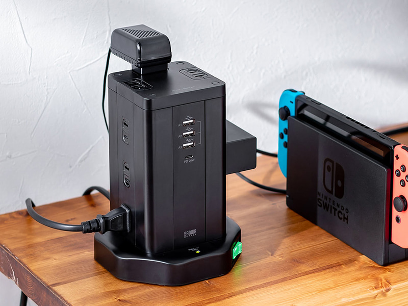 <a href="https://direct.sanwa.co.jp/ItemPage/700-TAP074BK" class="n" target="_blank">製品ページ</a><br>実売価格 : 7,980円前後●サイズ : 約90×90×182.3mm●重量 : 約1kg