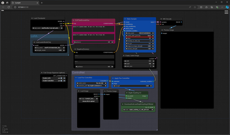 Xlabs AIのカスタムNodeを使ったControlNet / Depth対応Workflow