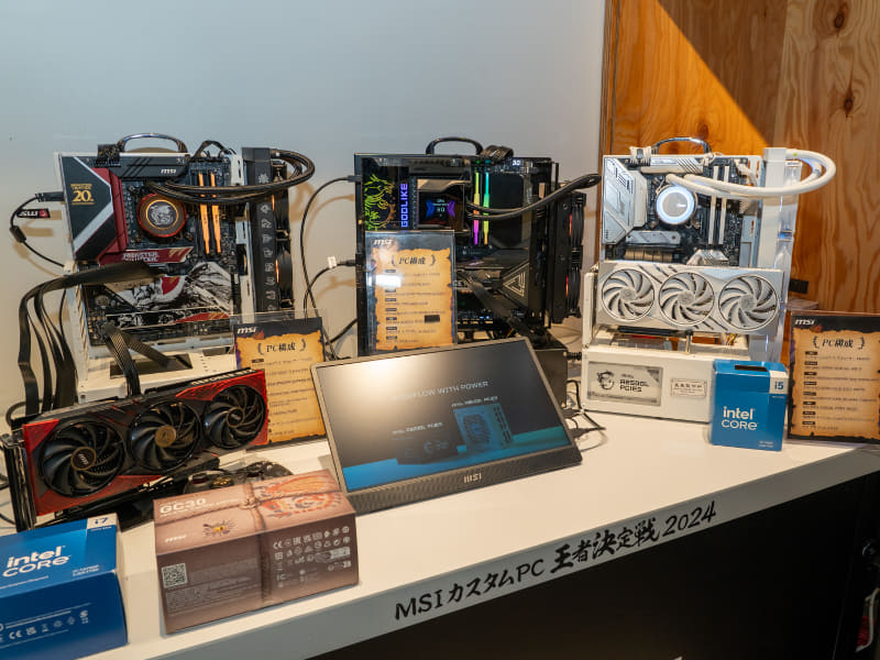 長尾製作所のオープンフレームケースにMSIのパーツを組み込んだ展示もあった