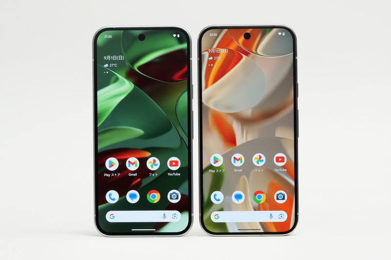 Pixel 9(左)との比較。Pixel 9(右)はサイズがPixel 9と全く同じとなっている