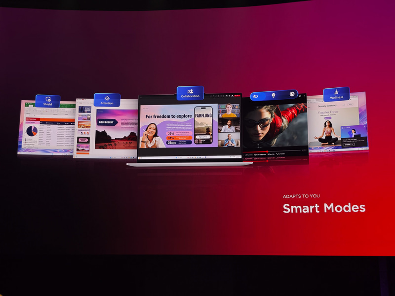 Smart Modeは利用シーンによりPCの設定を切り替えて性能重視、バッテリ駆動時間重視などの設定に切り替える