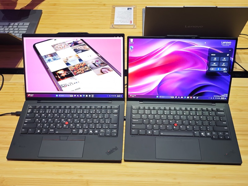 キーボード(日本語)+ThinkPadクリックパッド(左)、キーボード(英語)+触覚タッチパッド(右)。タッチパッドがThinkPadボタン付きタッチパッドと触覚タッチパッドの2種類用意されているのはGen 12と同じだ