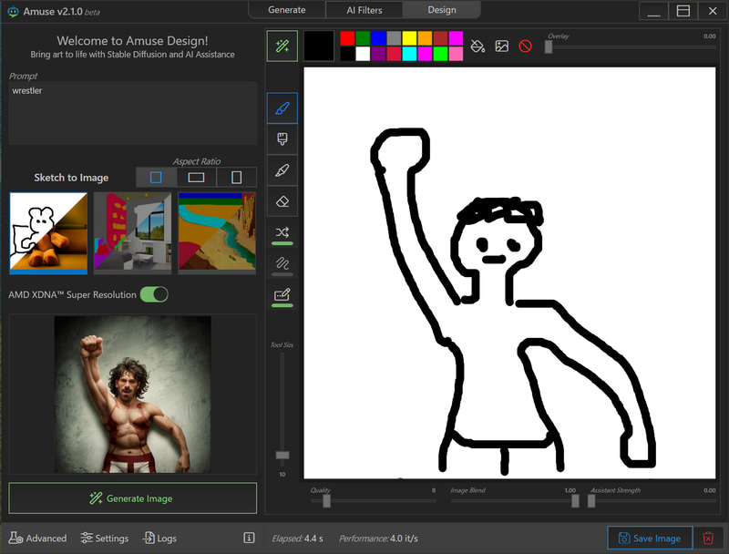 手書きイラストから画像を生成(左下)する「Design」機能