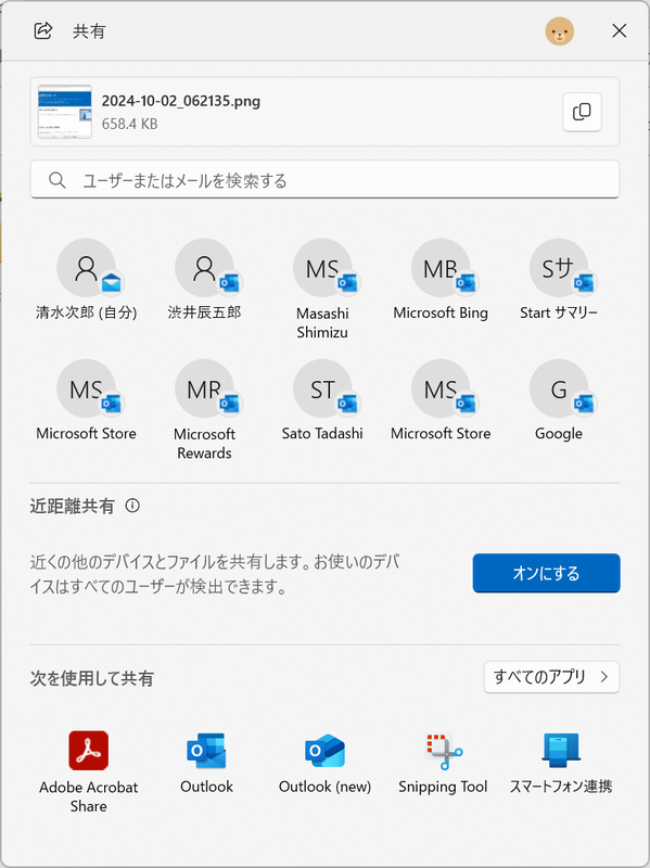 自分宛の送信が可能