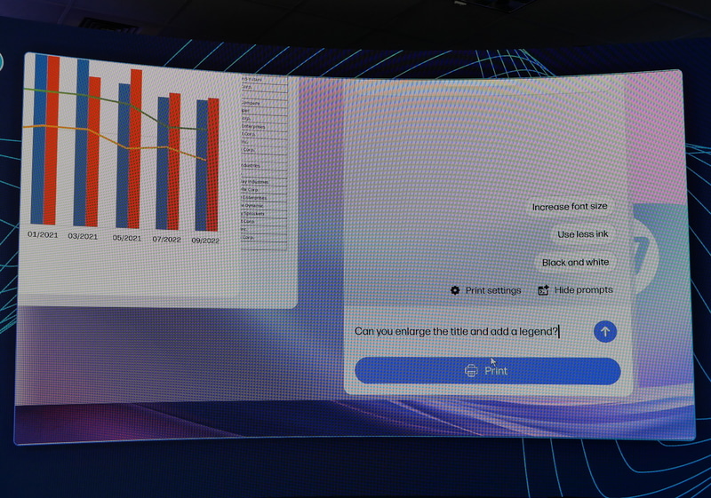 「タイトルを拡大して凡例を追加して」など細かな指示にも対応可能