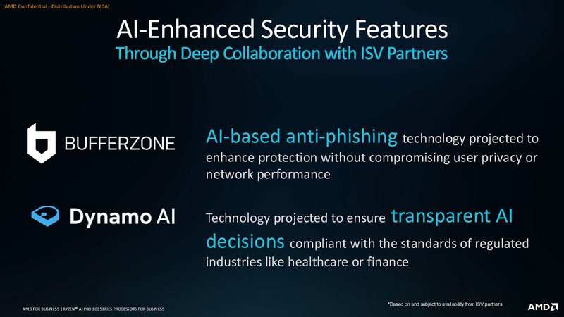 フィッシング詐欺検出ツールのBufferzoneがAMDのNPUに対応(出典:AMD RYZENAI PRO300 SERIES PROCESSORS、AMD)