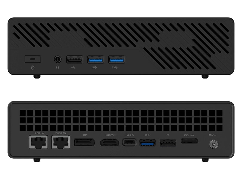 上部が前面、下部が背面のポート仕様