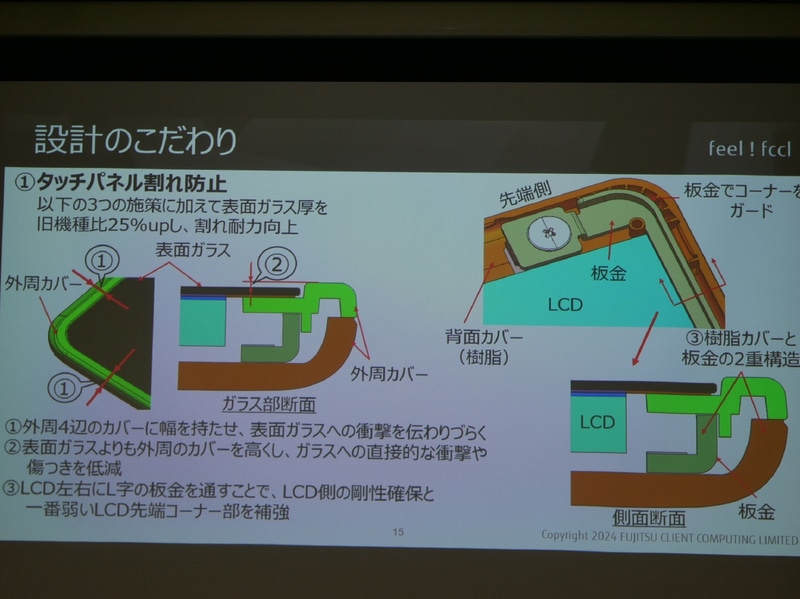 タッチパネルの割れ防止の工夫