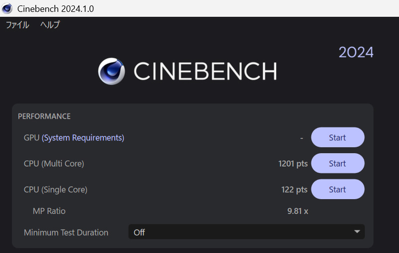 Cinebench 2024の結果