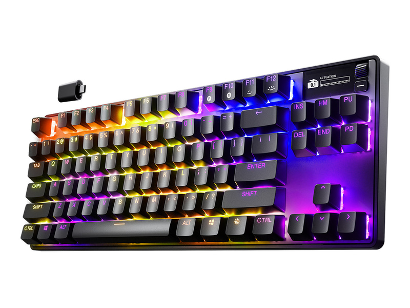 <a href="https://jp.steelseries.com/gaming-keyboards/Apex-pro-tkl-wl-gen-3" class="n" target="_blank">製品ページ</a>※画像は英語配列<br>実売価格 : 4万8,980円前後●レイアウト : テンキーレス●キースイッチ : 磁気式●押下圧 : 非公開●インターフェイス : 2.4GHzワイヤレス/Bluetooth/USB有線●サイズ : 355×129×42mm●重量 : 1,038g