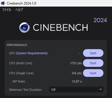 Cinebench 2024の結果