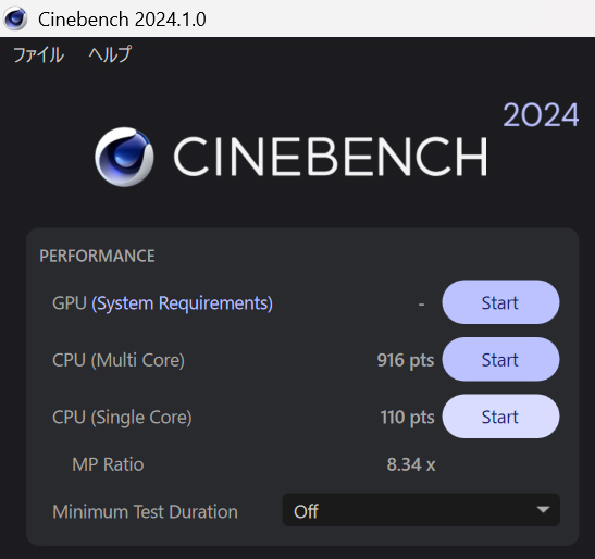 Cinebench 2024の結果
