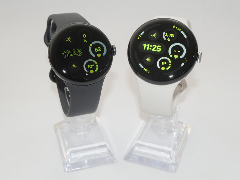 Pixel Watchは3で2モデル展開を実現。従来サイズの41mmモデル(左)に加え、新たに大画面の45mmモデル(右)が追加された