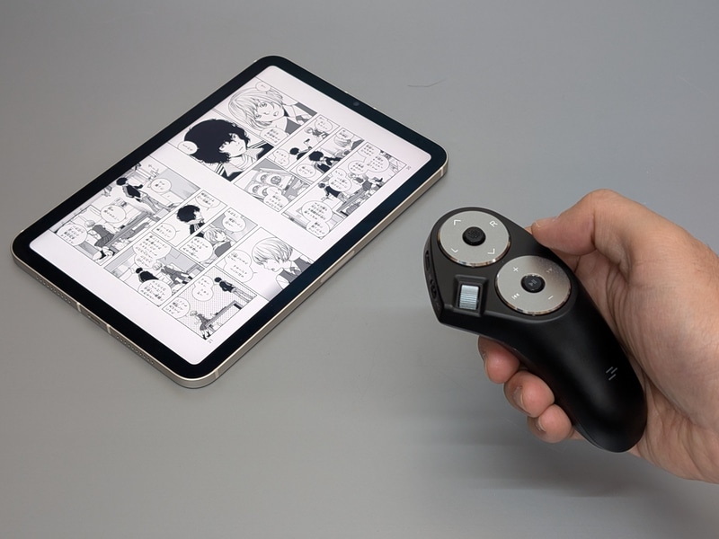 タブレットに触れずに操作できるため、タブレットの設置の自由度が高まる