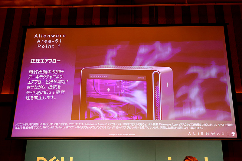 正圧エアフロー採用で静音性と冷却性を実現