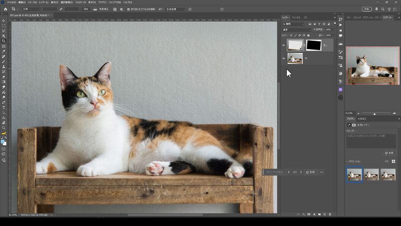 処理が完了すると余白部分が自然に補完されました。これで完成です