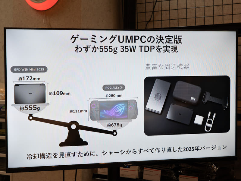 35W TDPながら冷却性能を向上。ROG Ally Xよりも軽い点を押しだしている