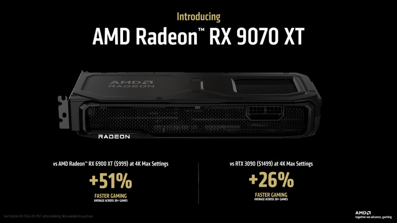 Radeon RX 9070 XTとRadeon RX 6900 XT/Radeon RX 3090の性能比較