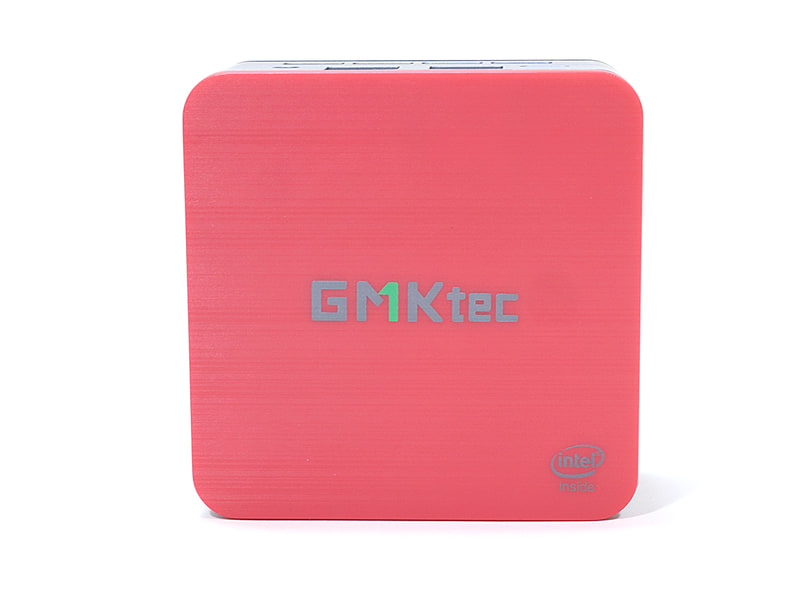 天面にはGMKtecのロゴとIntel Insideのロゴが印字されている