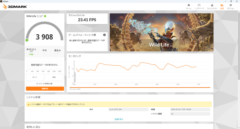 Wild Lifeのスコアは3,908
