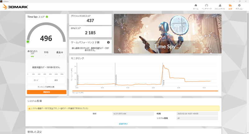 Time Spyのスコアは496
