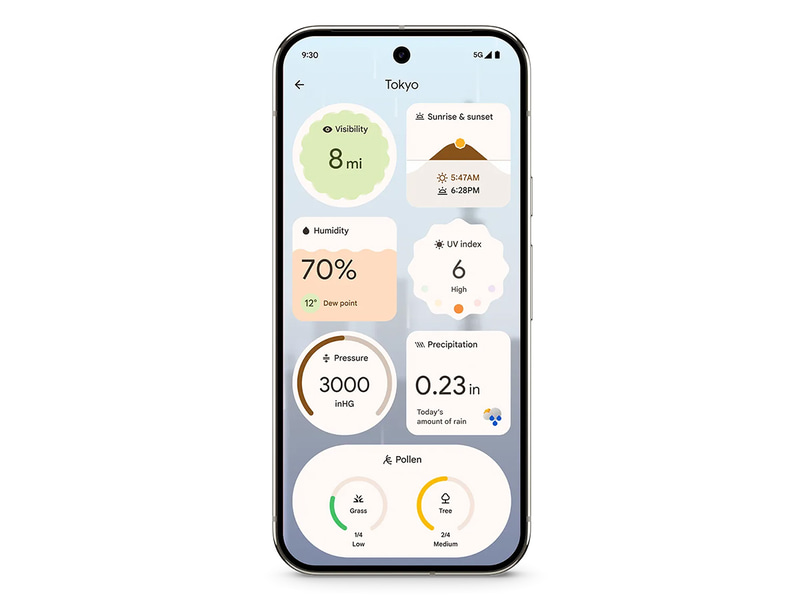 天気アプリで利用可能になる花粉トラッカー(画面の一番下)