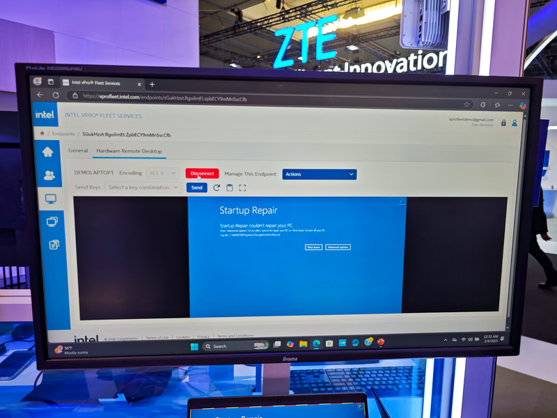 vPro Fleet Servicesのデモ。こちらは管理コンソールの画面