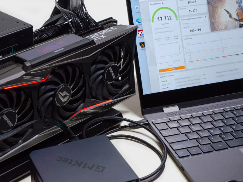 非BitLockerなので、OCuLinkを接続してもサクッとOSが起動する。GeForce RTX 3090(24GB)を接続してみたところ3DMark/Time Spyが4,135から17,712へ