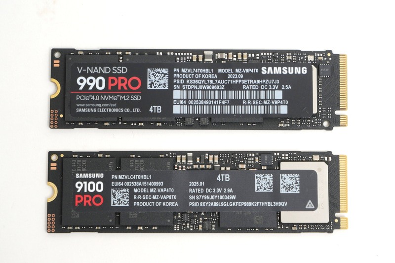 上が990 PRO、下が9100 PRO