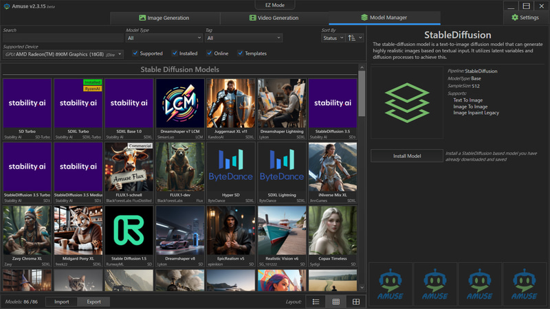 Advancedモード / Model Manager
