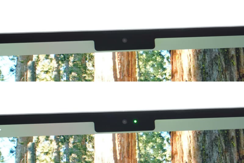 ディスプレイ上部の切り欠き部分に12MPセンターフレームカメラを内蔵