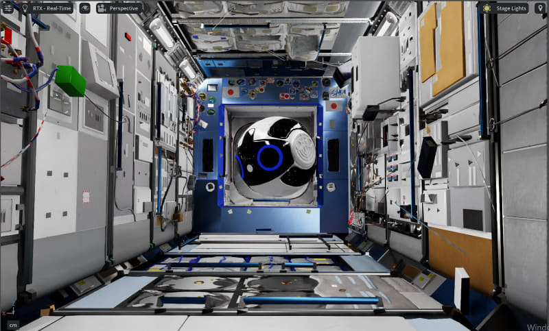 シミュレータ環境の宇宙ロボットInt-Ball2