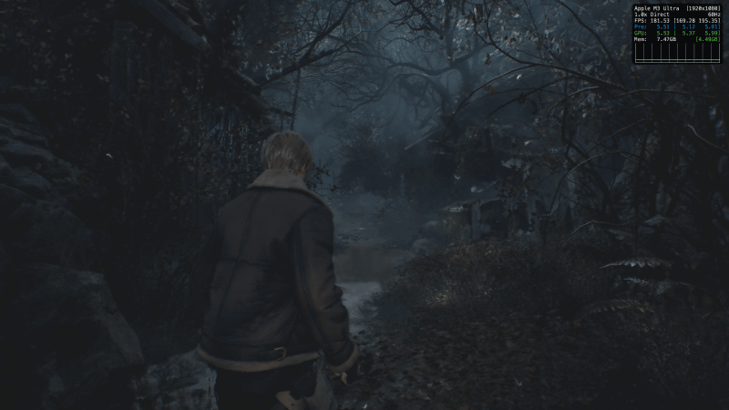 「BIOHAZARD RE:4」は181fps前後で動作