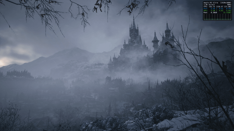 「BIOHAZARD VILLAGE for Mac」は193fps前後で動作