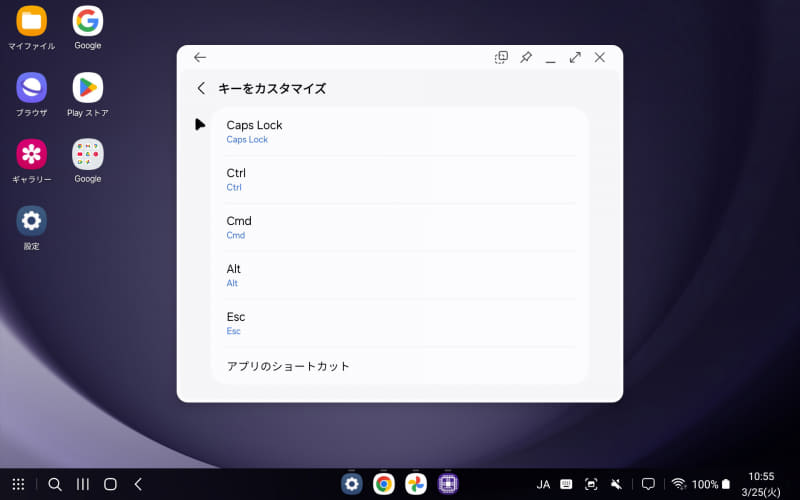 外部物理キーボードの割り当てを一部変更できる機能も用意されている