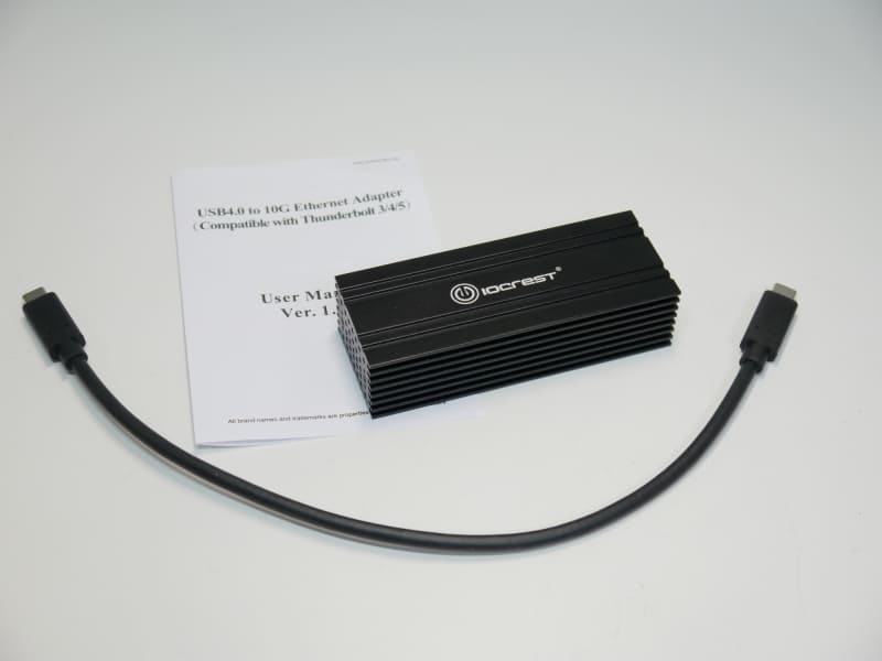 AliExpressで購入したThunderbolt 3/4、USB4接続の10Gbps対応ネットワークアダプタ。実売で1.5万円ほどだった