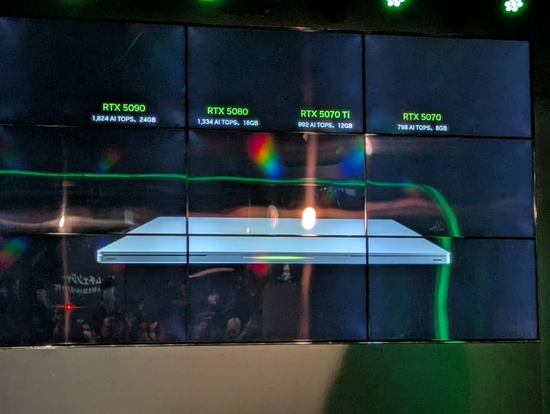 RTX 50シリーズのラインナップ。ハイエンドの5090では搭載メモリが24GBとなった