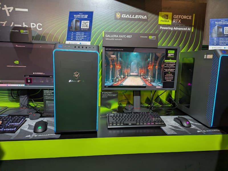 GALLERIAのエリアにはゲーミングデスクトップ2台を中心に展示