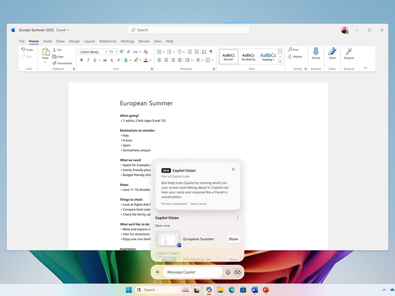 Copilot Vision on Windows