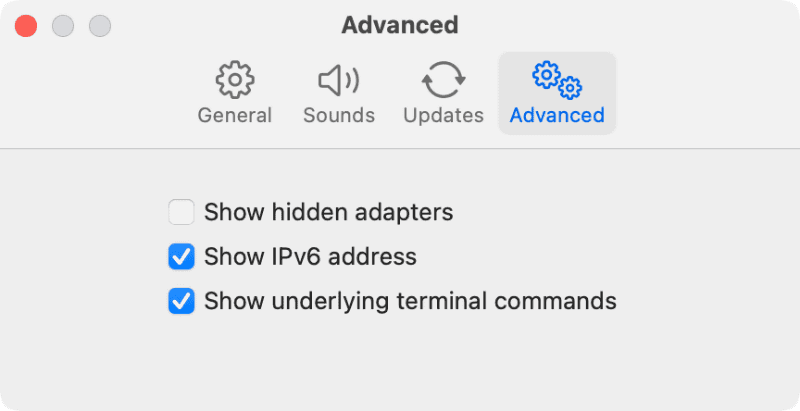 設定の[Advanced]タブから[Show underlying terminal commands]をチェックすると、使用したシェルコマンドがウインドウ下に表示されます