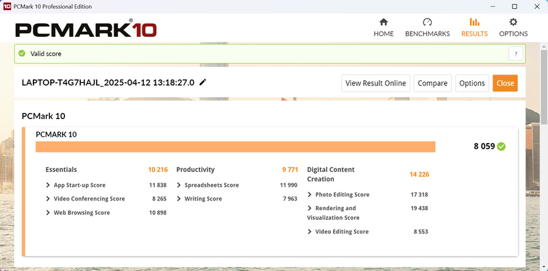 PCMark 10 Standardの結果。かなり高いスコアだ