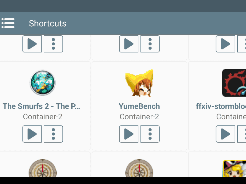 各コンテナのデスクトップショートカットが集まる