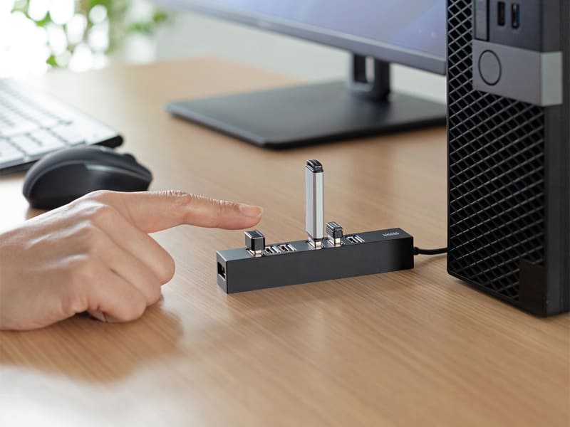 USBハブ経由でも利用できる