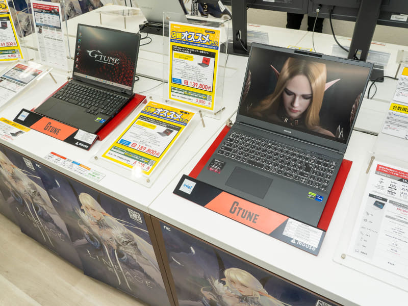 G-TUNEの推奨PC。すべての展示機でリネージュ2エヴァサービスの告知イメージ映像を流していた