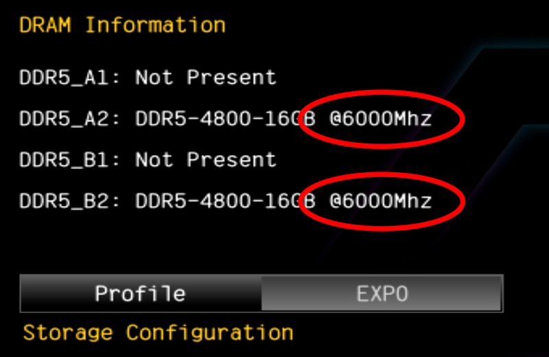 再起動後、再びUEFIメニューを表示させてメモリの欄に「6000MHz」と表示されていればOKだ