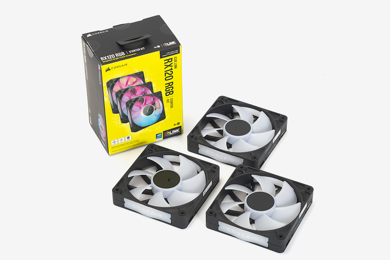 iCUE LINK対応品でもう少し予算を抑えたい場合は、下位モデルの「iCUE LINK RX120 RGB Starter Kit」も選択肢の1つとなる