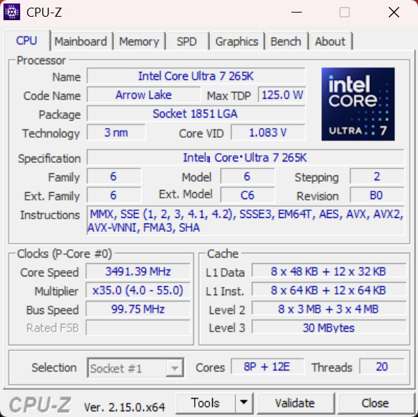 CPUは20コア20スレッドのCore Ultra 7 265Kを採用する