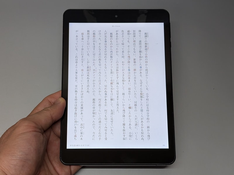 テキストを表示したところ。単行本と同等サイズで表示できる