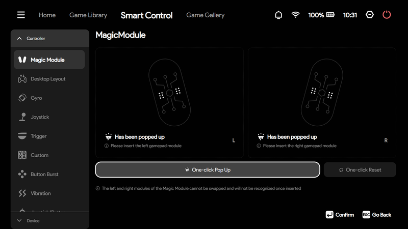 AYASPACE 3の画面。着脱の情報が画面上でも確認できるようになっている